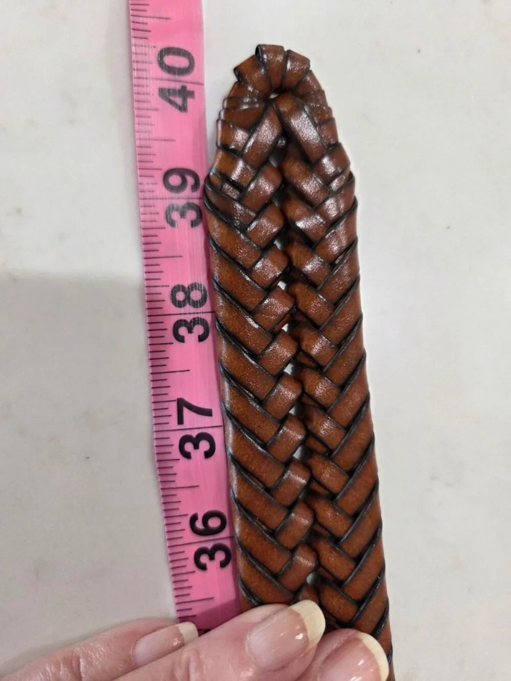 Danbury Men’s sz 34 Braided Leather Belt Cognac Brown Golf Crossed Clubs Buckle